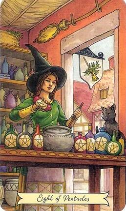 塔羅牌星幣八 正位