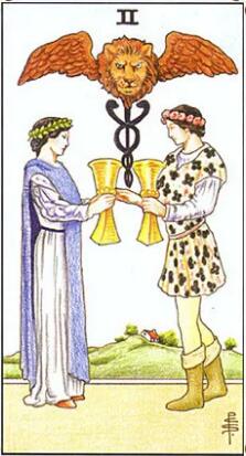 塔羅牌圣杯2正位逆位愛情事業財運解讀