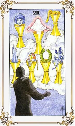 塔羅牌圣杯7正位逆位愛情事業財運解讀