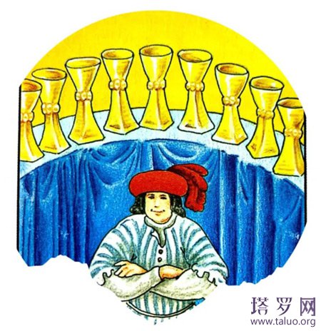 塔羅牌圣杯九(正位/逆位)牌意解讀