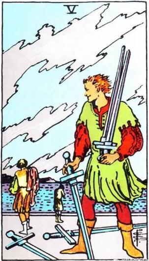 塔羅牌寶劍五正位、逆位解析