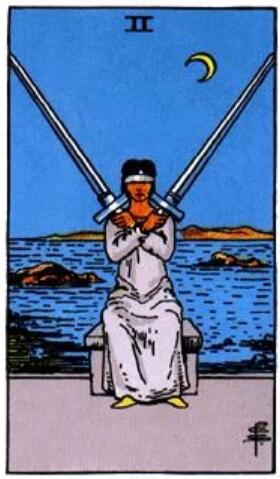 塔羅牌寶劍二正位、逆位解析